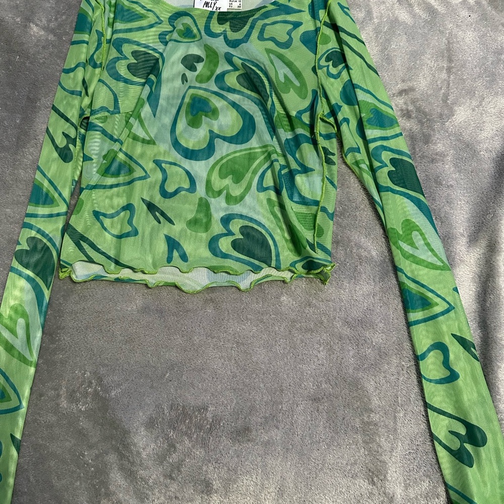 Princess Polly Green Heart Long Sleeve Tee
